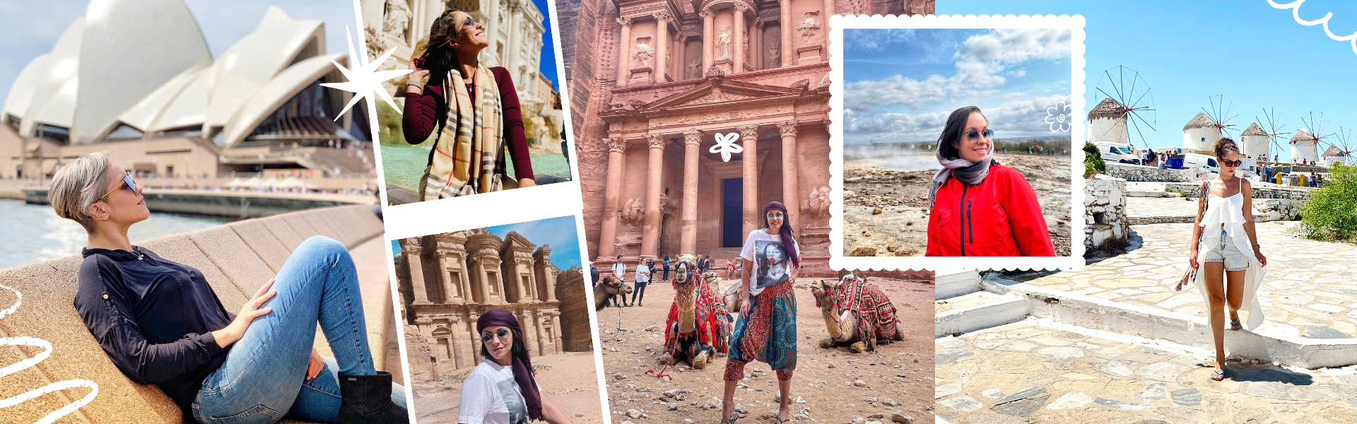 Collage dos 74 países visitados por Fernanda